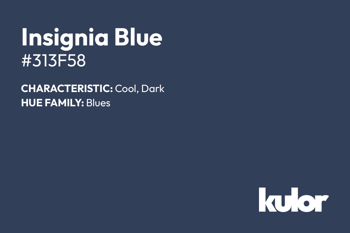 Insignia Blue is a color with a HTML hex code of #313f58.