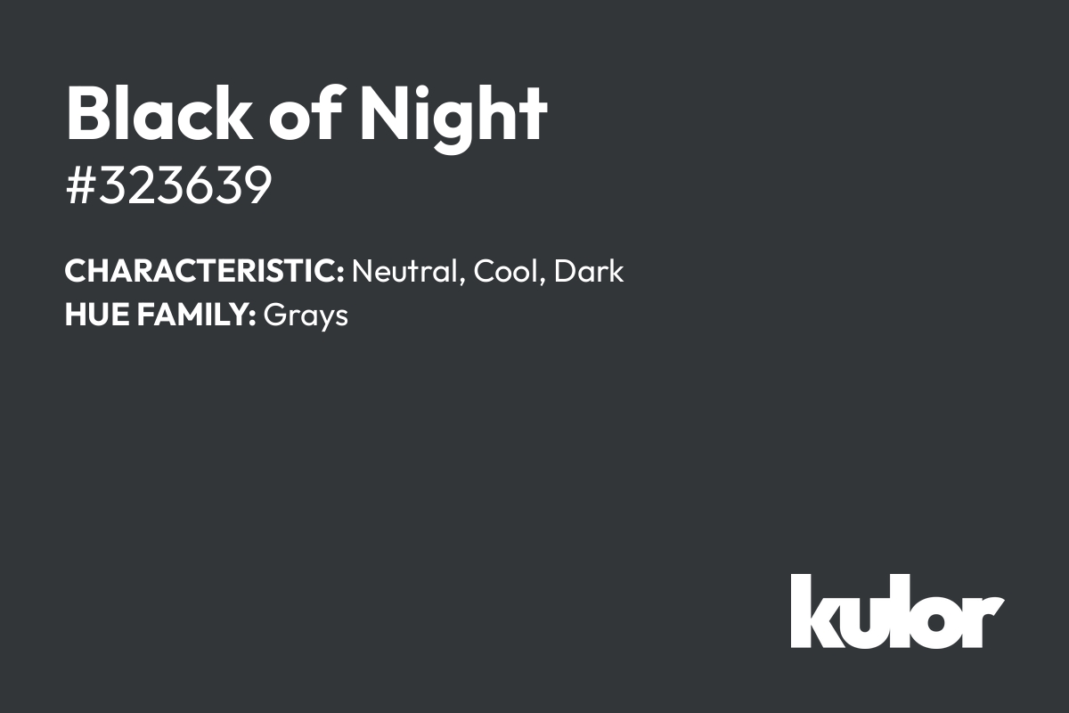 Black of Night is a color with a HTML hex code of #323639.