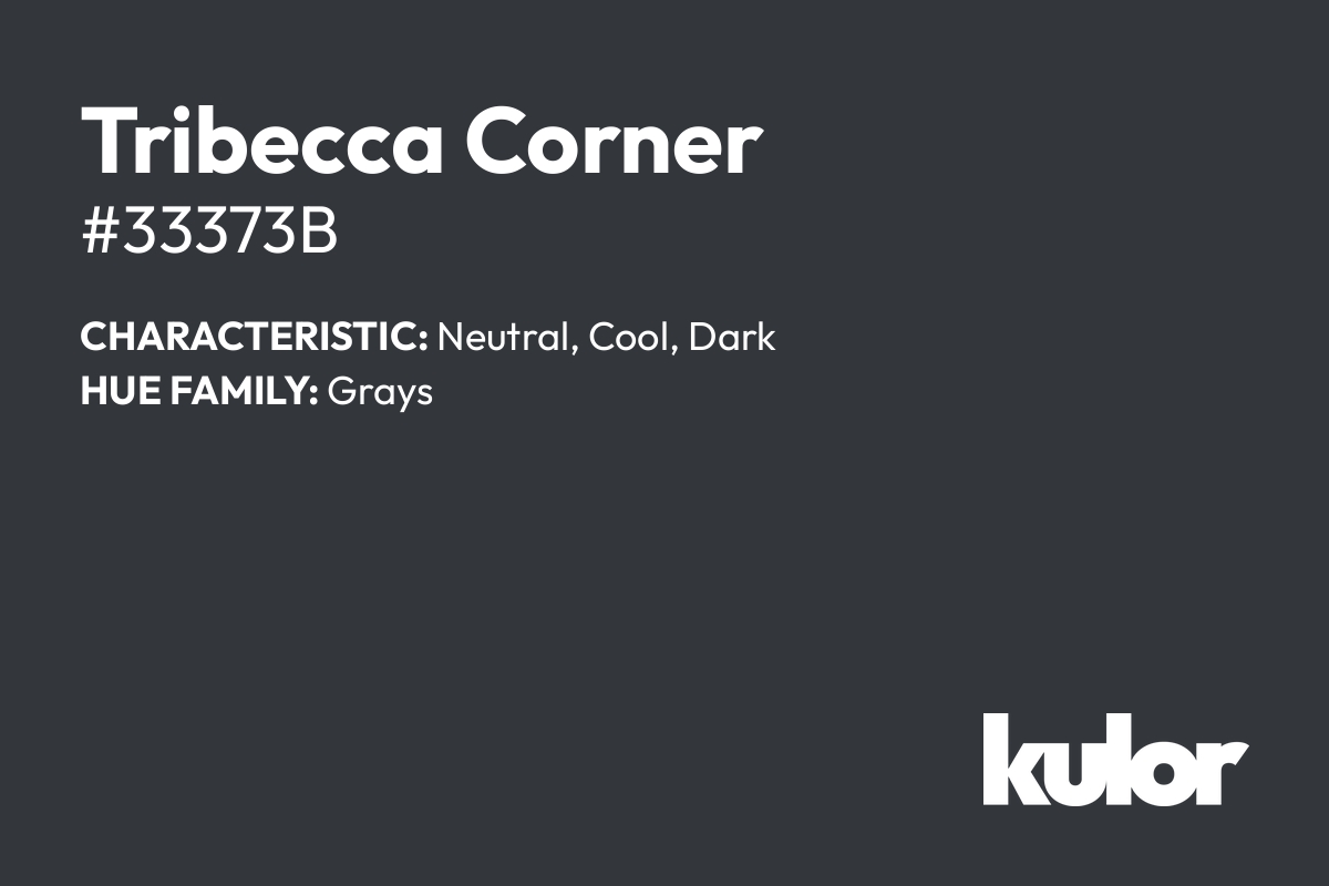 Tribecca Corner is a color with a HTML hex code of #33373b.