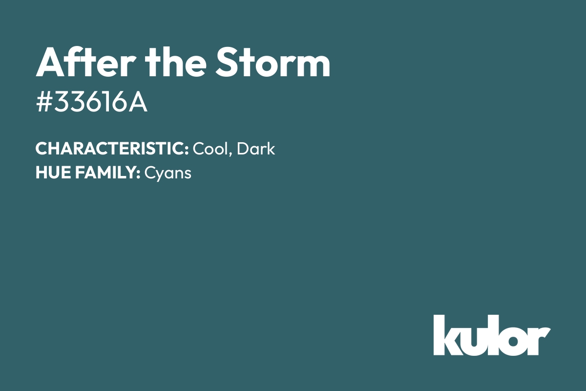 After the Storm is a color with a HTML hex code of #33616a.