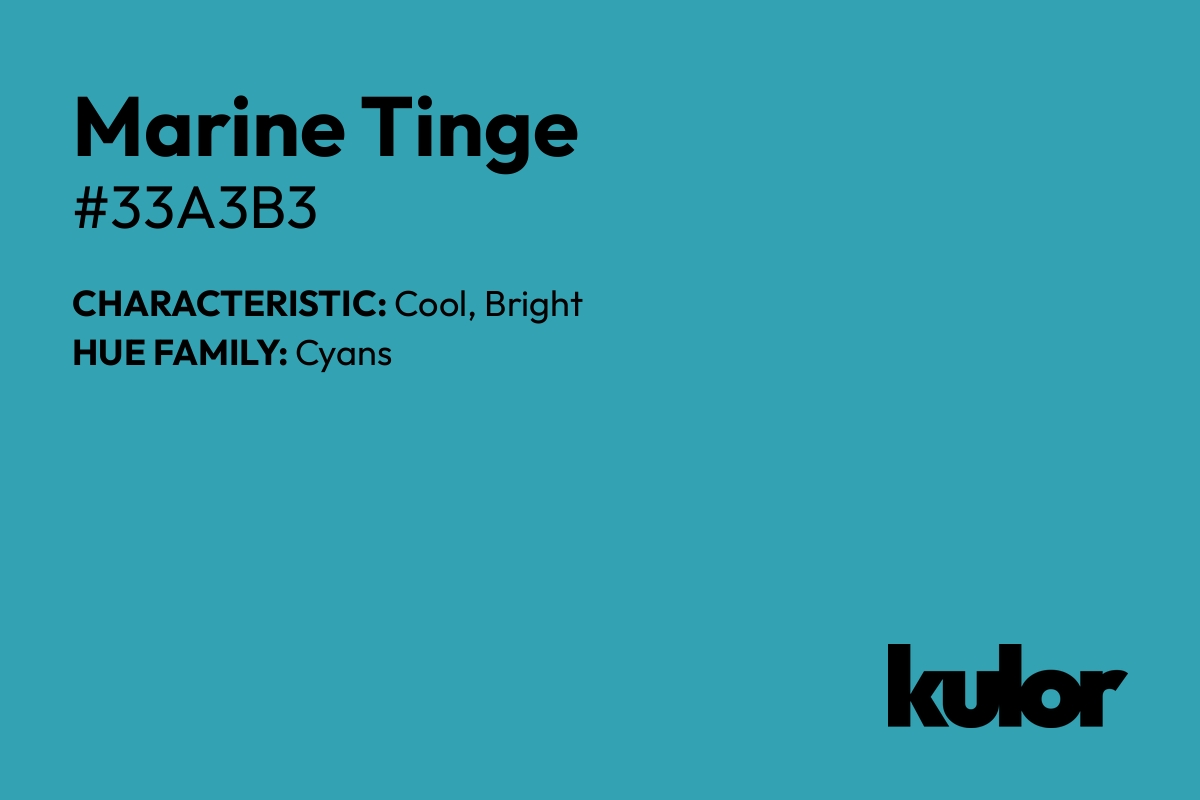 Marine Tinge is a color with a HTML hex code of #33a3b3.