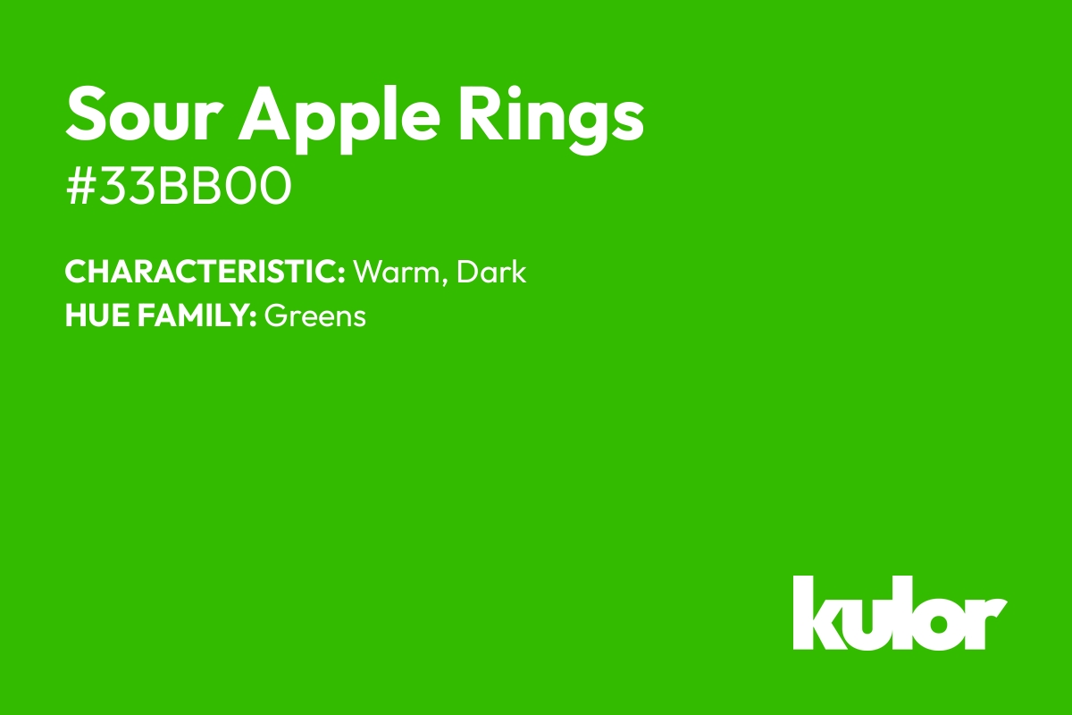 Sour Apple Rings is a color with a HTML hex code of #33bb00.