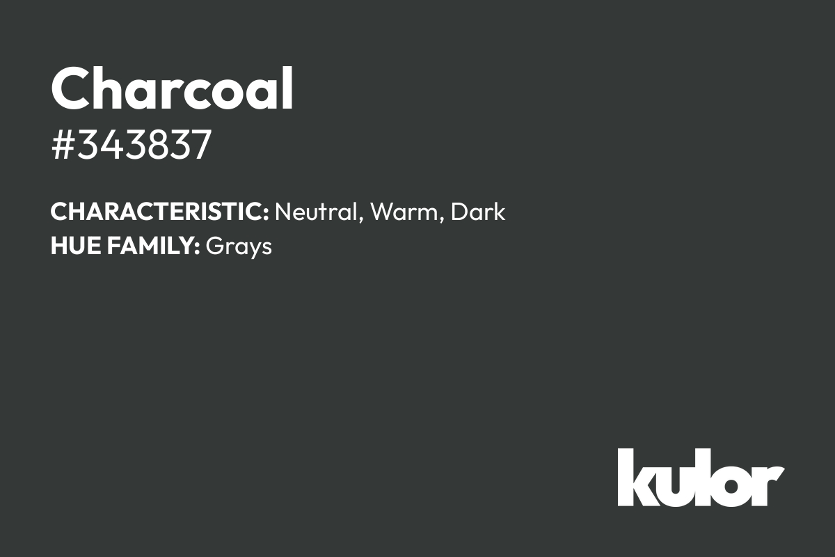 Charcoal is a color with a HTML hex code of #343837.