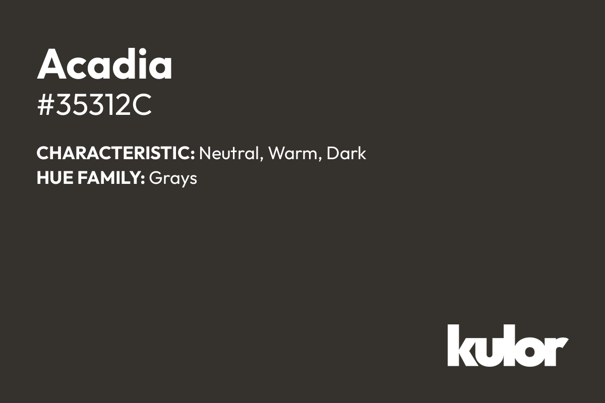 Acadia is a color with a HTML hex code of #35312c.