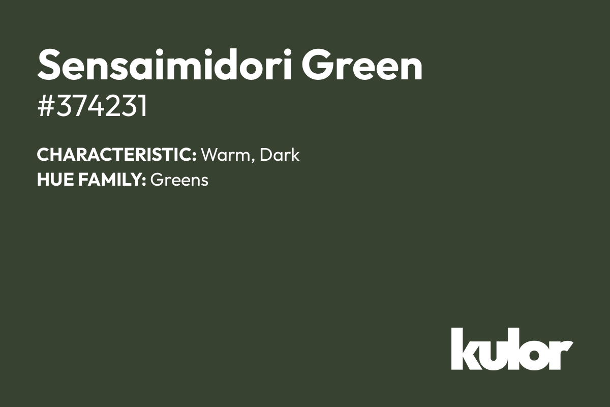 Sensaimidori Green is a color with a HTML hex code of #374231.