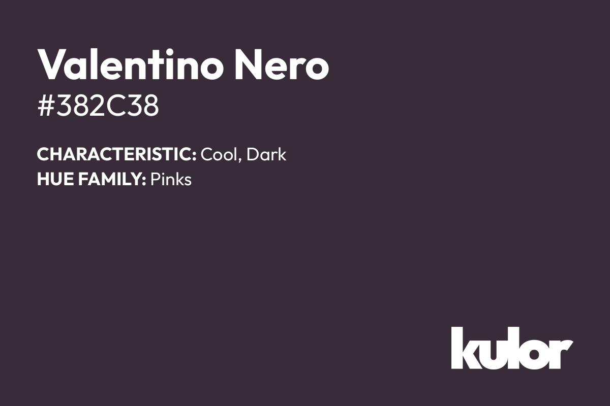 Valentino Nero is a color with a HTML hex code of #382c38.