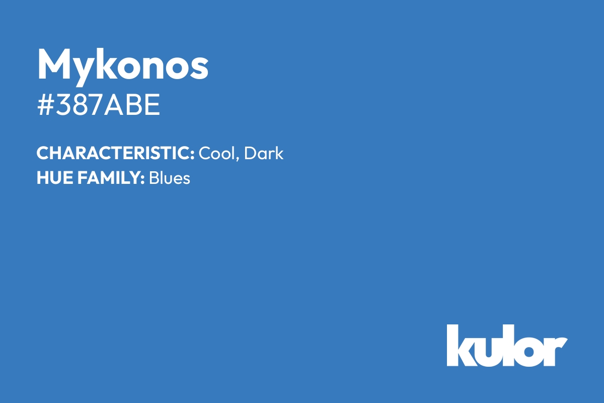 Mykonos is a color with a HTML hex code of #387abe.