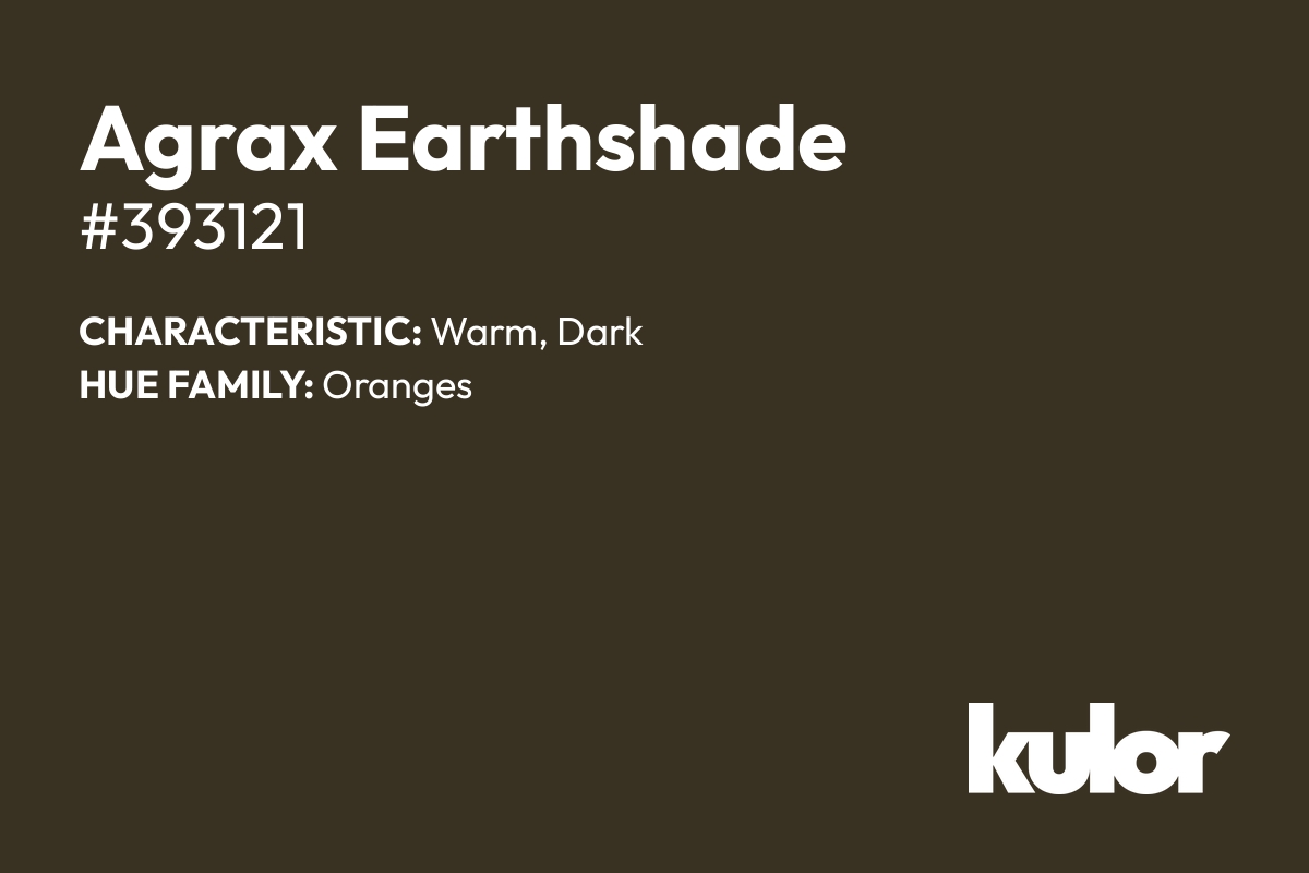 Agrax Earthshade is a color with a HTML hex code of #393121.