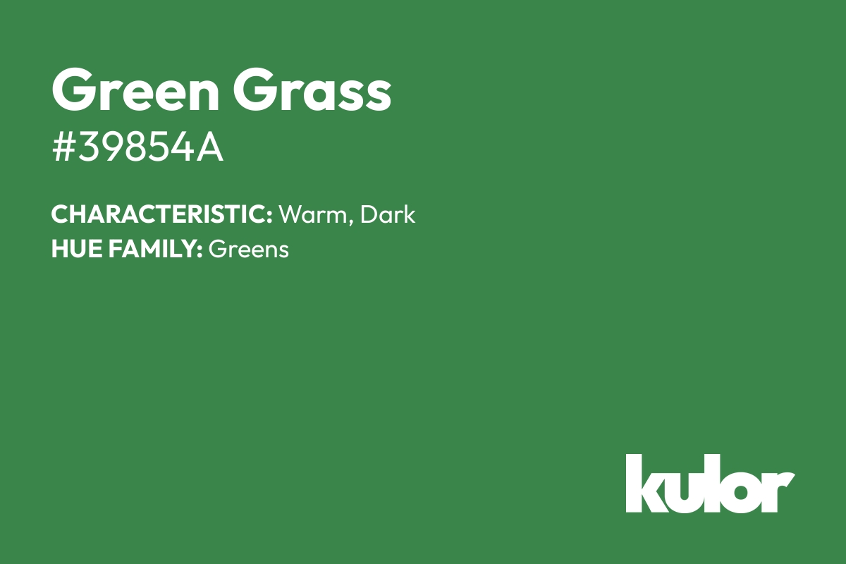 Green Grass is a color with a HTML hex code of #39854a.