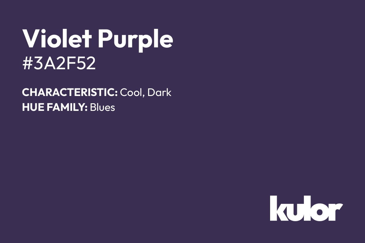 Violet Purple is a color with a HTML hex code of #3a2f52.