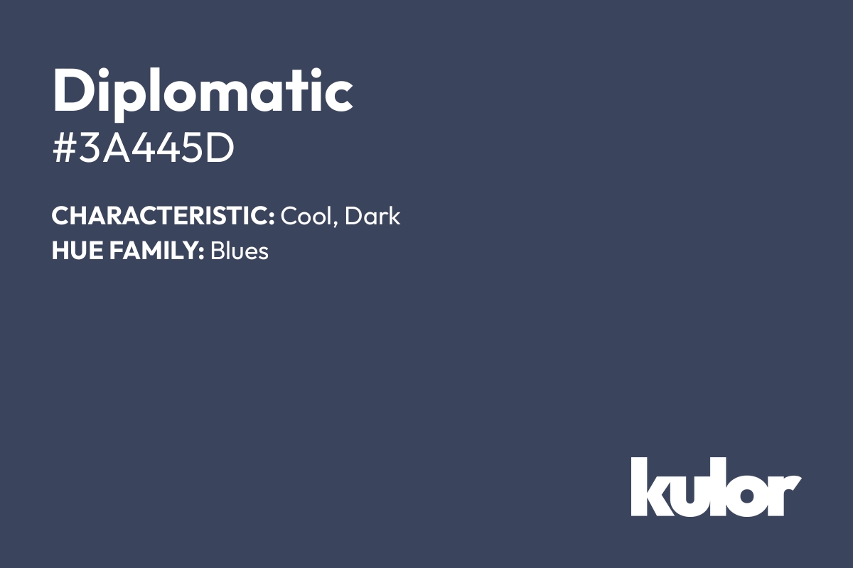 Diplomatic is a color with a HTML hex code of #3a445d.