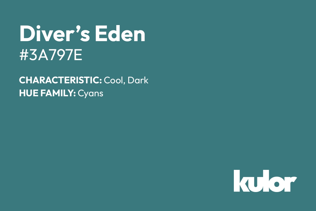 Diver’s Eden is a color with a HTML hex code of #3a797e.