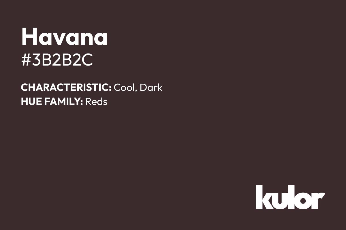 Havana is a color with a HTML hex code of #3b2b2c.