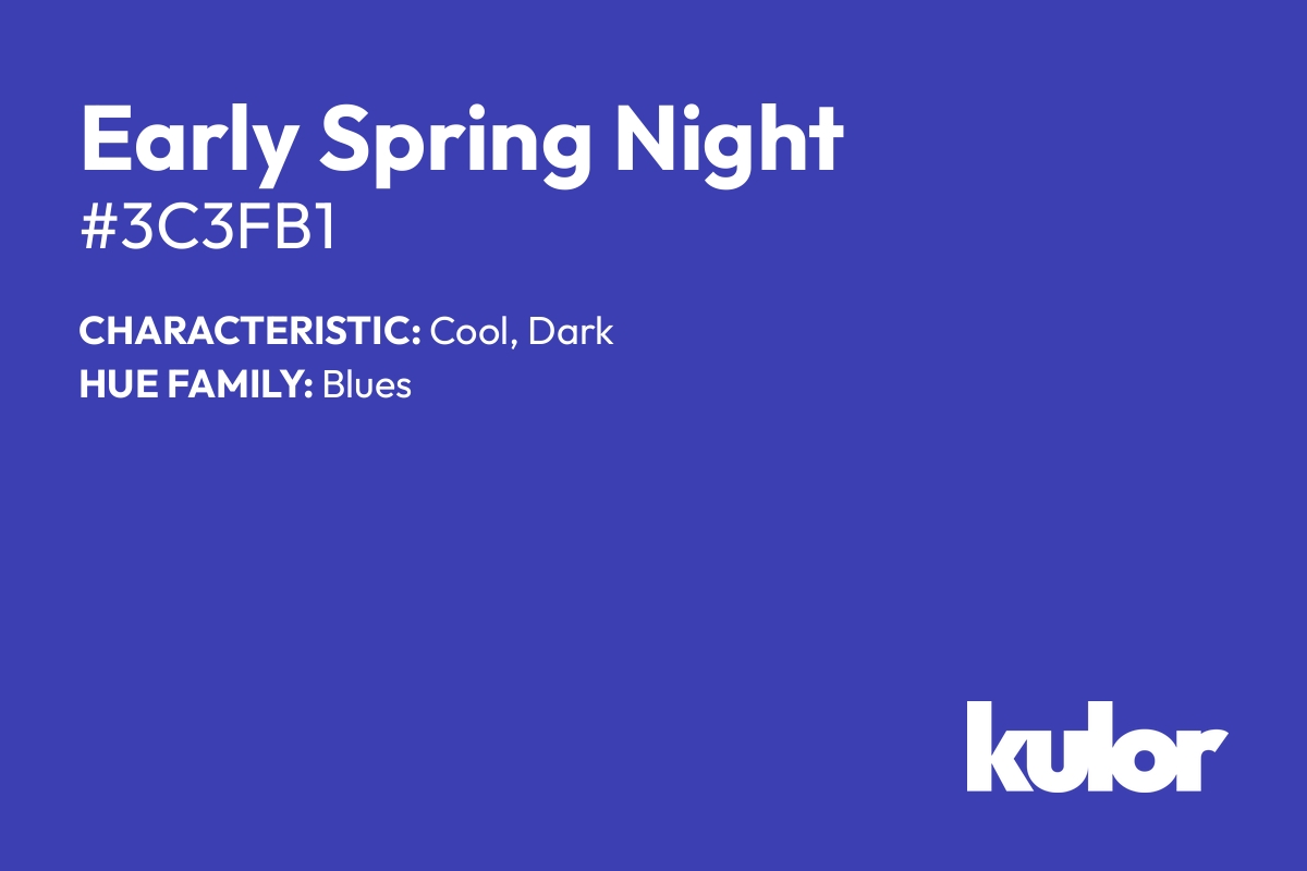 Early Spring Night is a color with a HTML hex code of #3c3fb1.