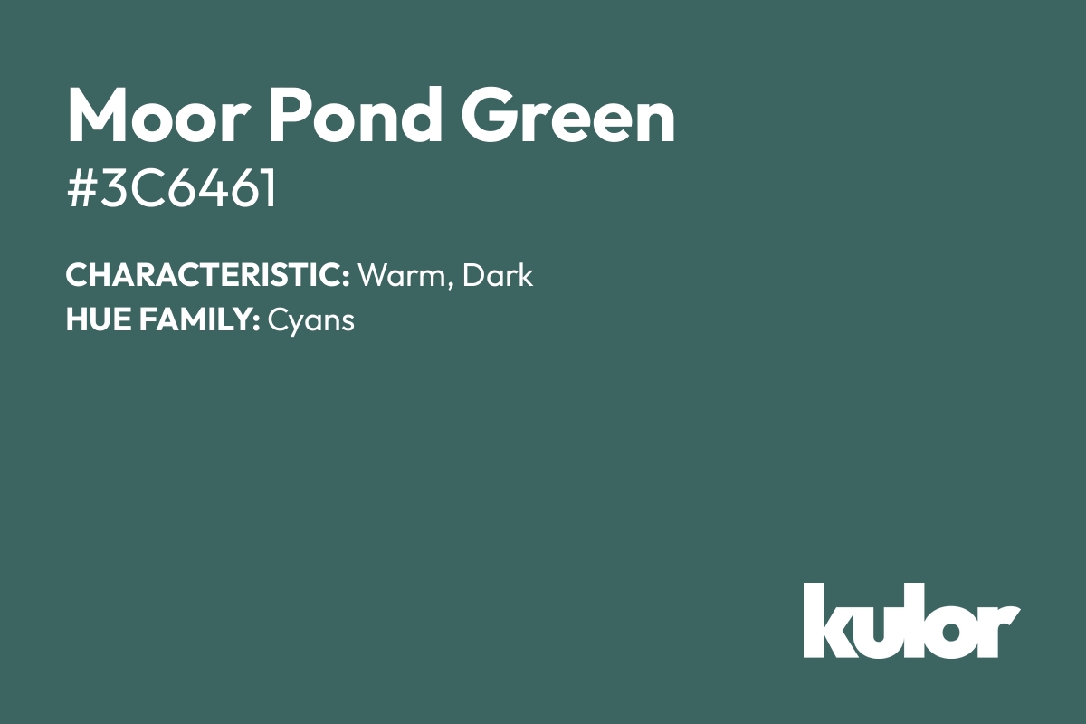 Moor Pond Green is a color with a HTML hex code of #3c6461.