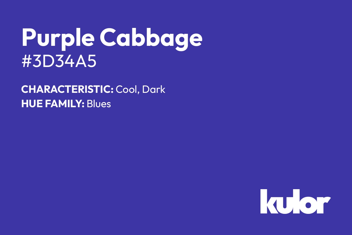 Purple Cabbage is a color with a HTML hex code of #3d34a5.