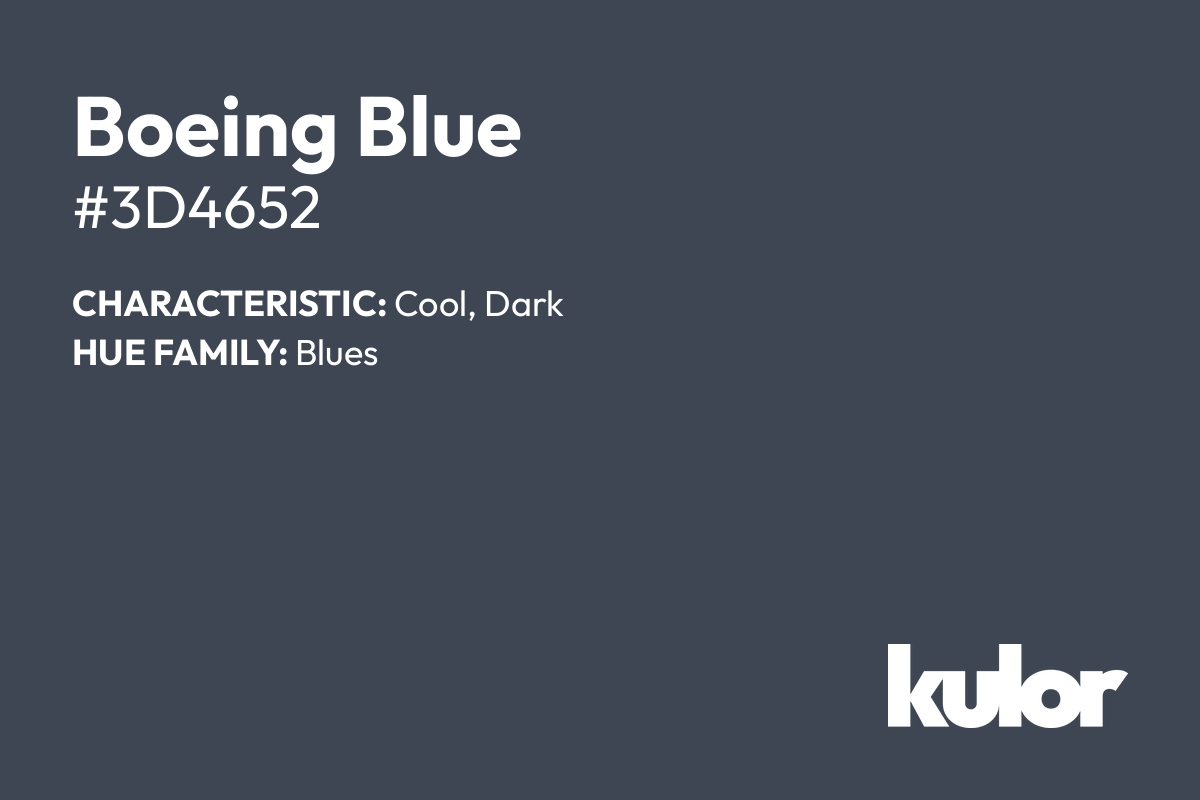 Boeing Blue is a color with a HTML hex code of #3d4652.