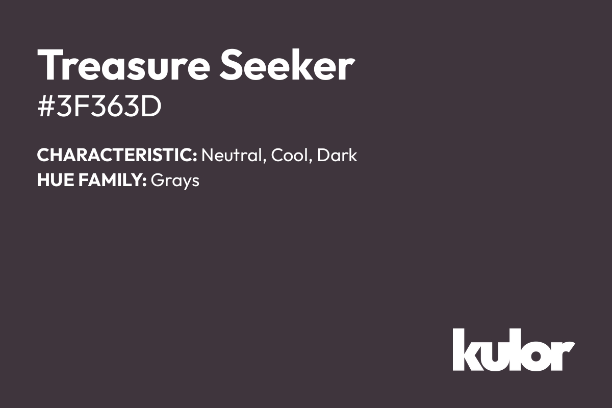 Treasure Seeker is a color with a HTML hex code of #3f363d.