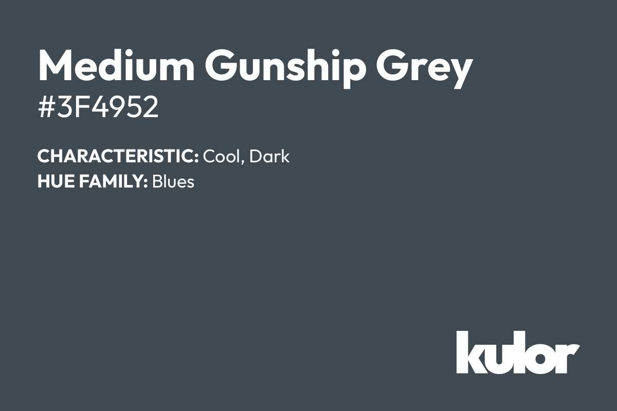 Medium Gunship Grey is a color with a HTML hex code of #3f4952.