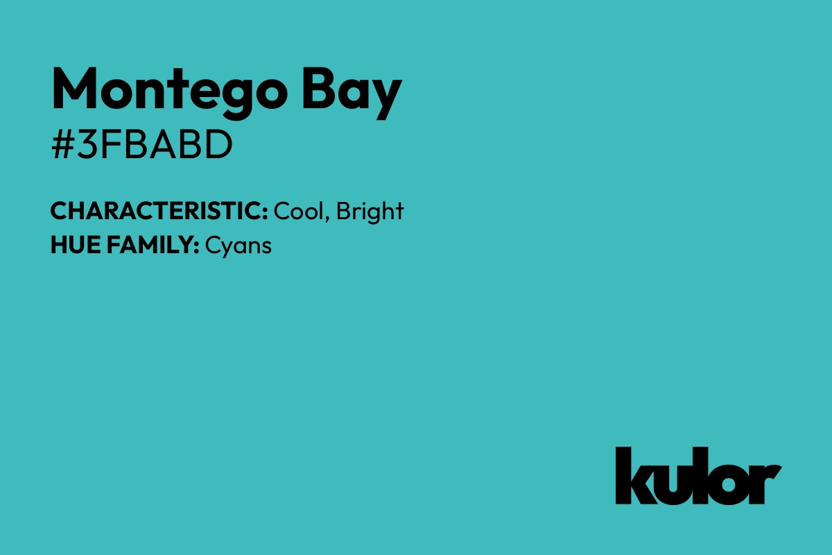 Montego Bay is a color with a HTML hex code of #3fbabd.