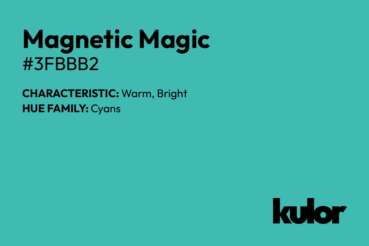 Magnetic Magic is a color with a HTML hex code of #3fbbb2.