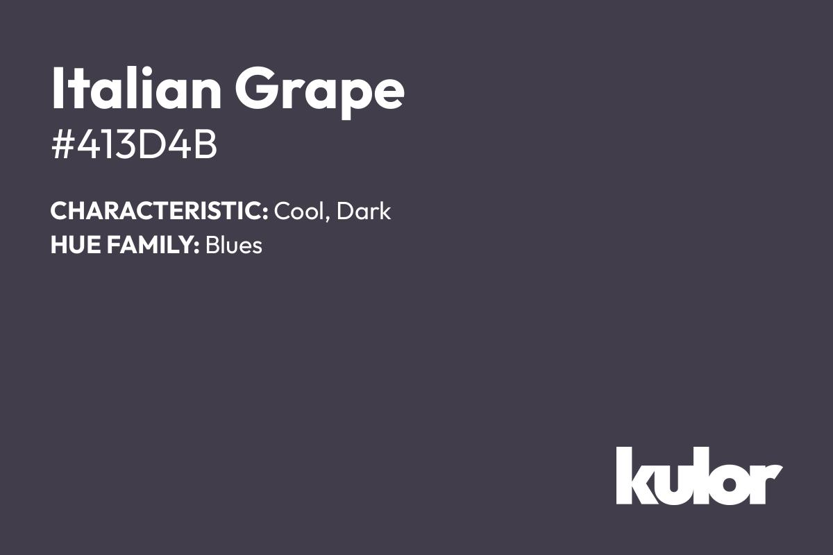 Italian Grape is a color with a HTML hex code of #413d4b.