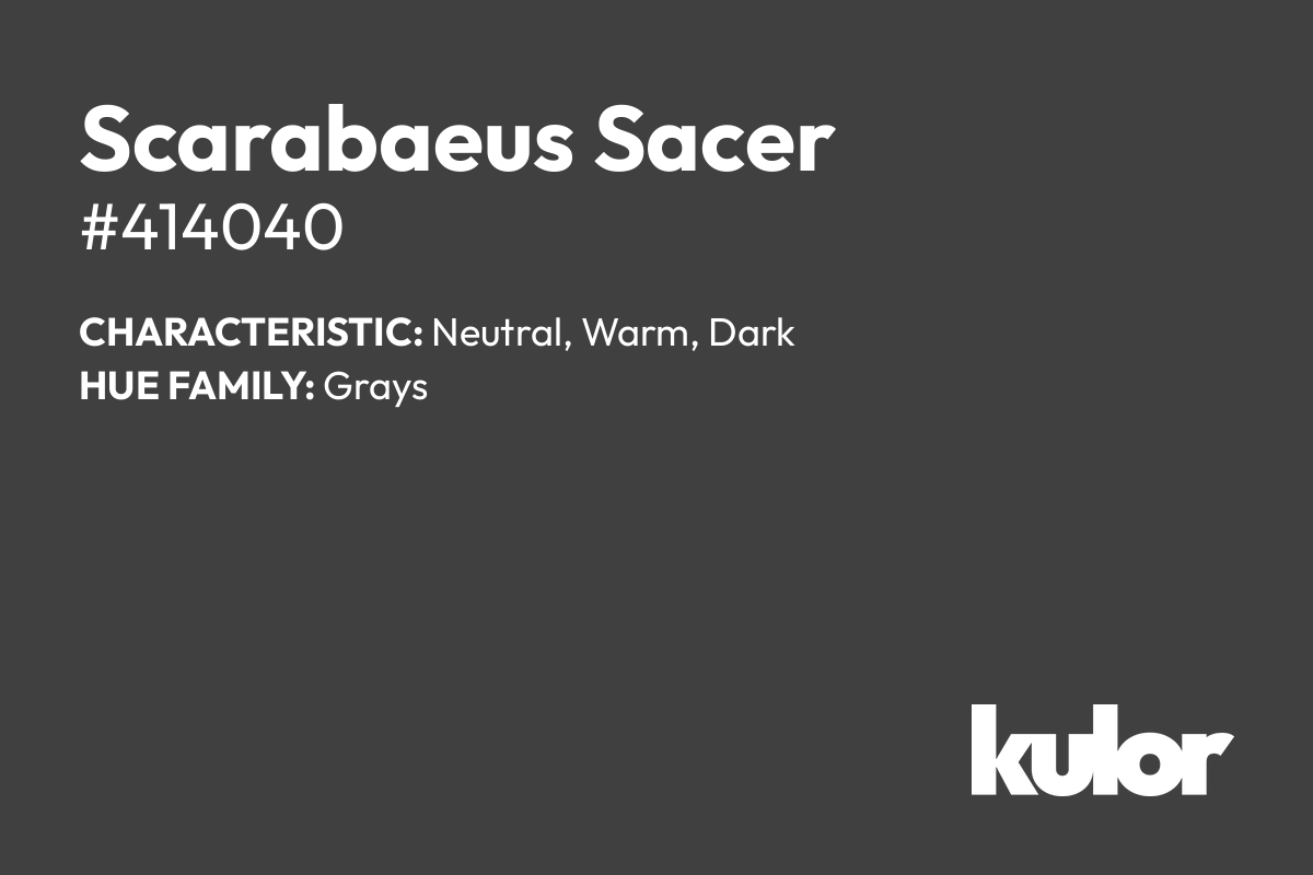 Scarabaeus Sacer is a color with a HTML hex code of #414040.