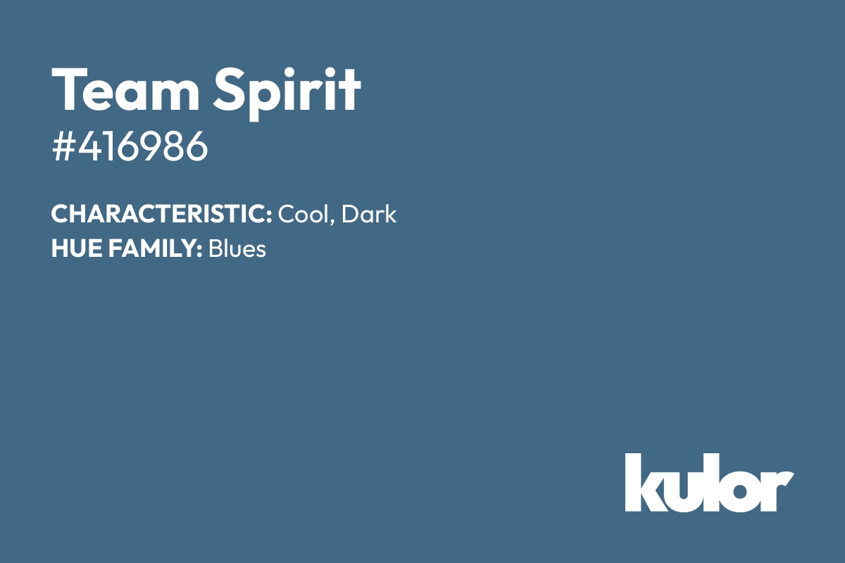 Team Spirit is a color with a HTML hex code of #416986.