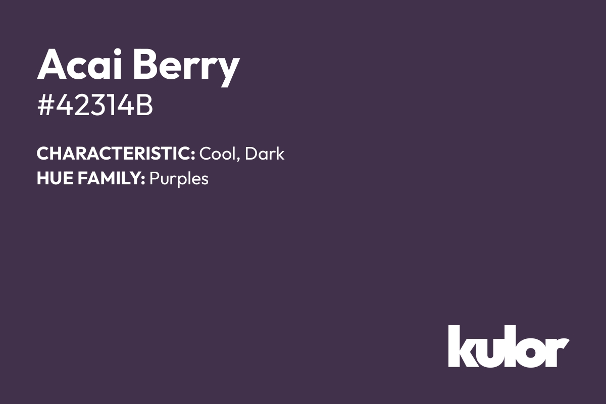 Acai Berry is a color with a HTML hex code of #42314b.