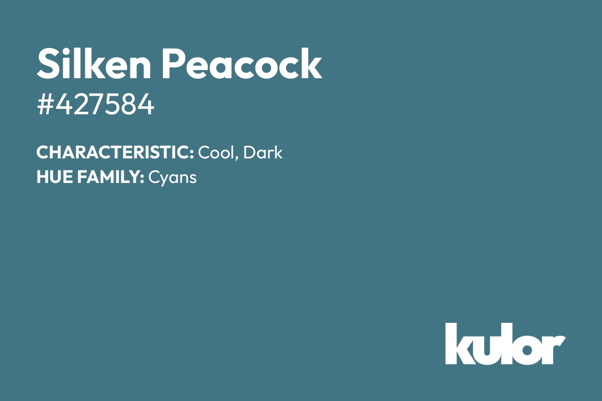 Silken Peacock is a color with a HTML hex code of #427584.