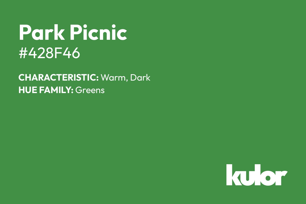 Park Picnic is a color with a HTML hex code of #428f46.