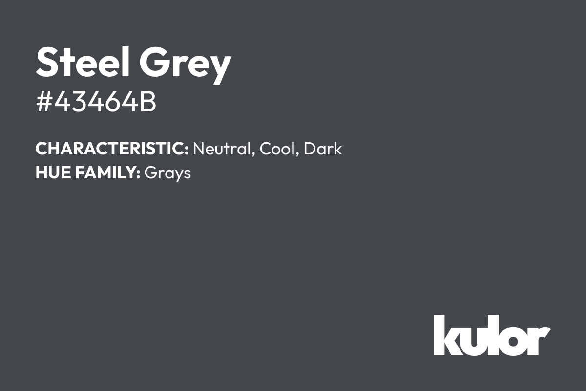 Steel Grey is a color with a HTML hex code of #43464b.