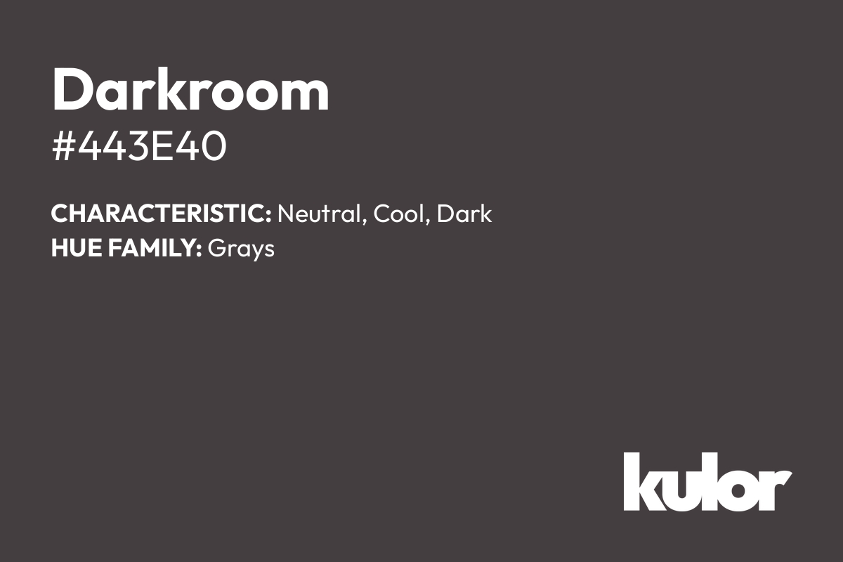 Darkroom is a color with a HTML hex code of #443e40.