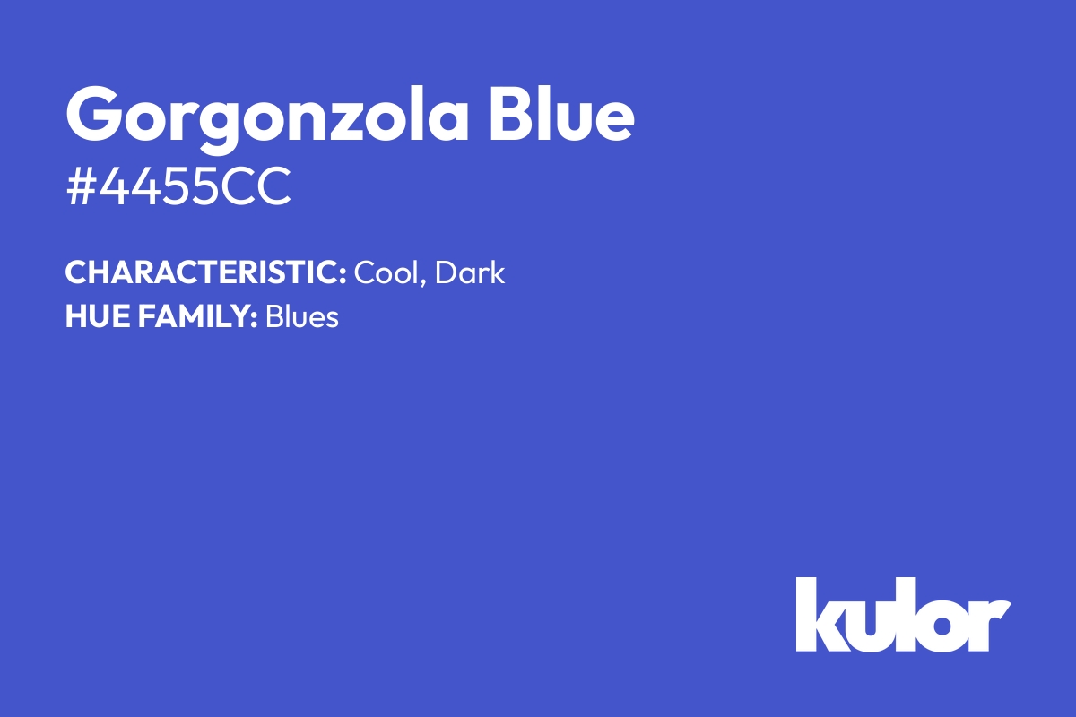 Gorgonzola Blue is a color with a HTML hex code of #4455cc.