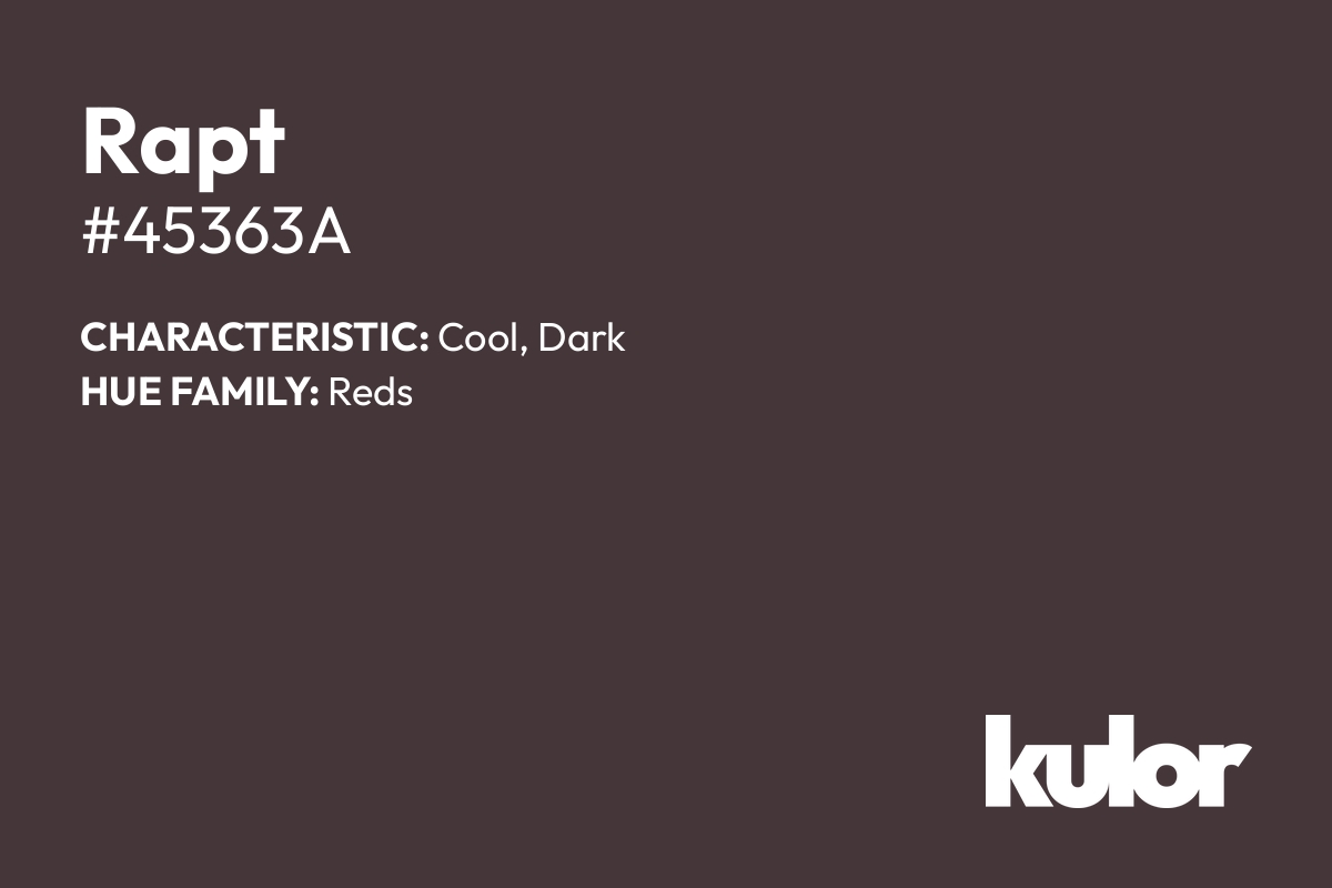 Rapt is a color with a HTML hex code of #45363a.