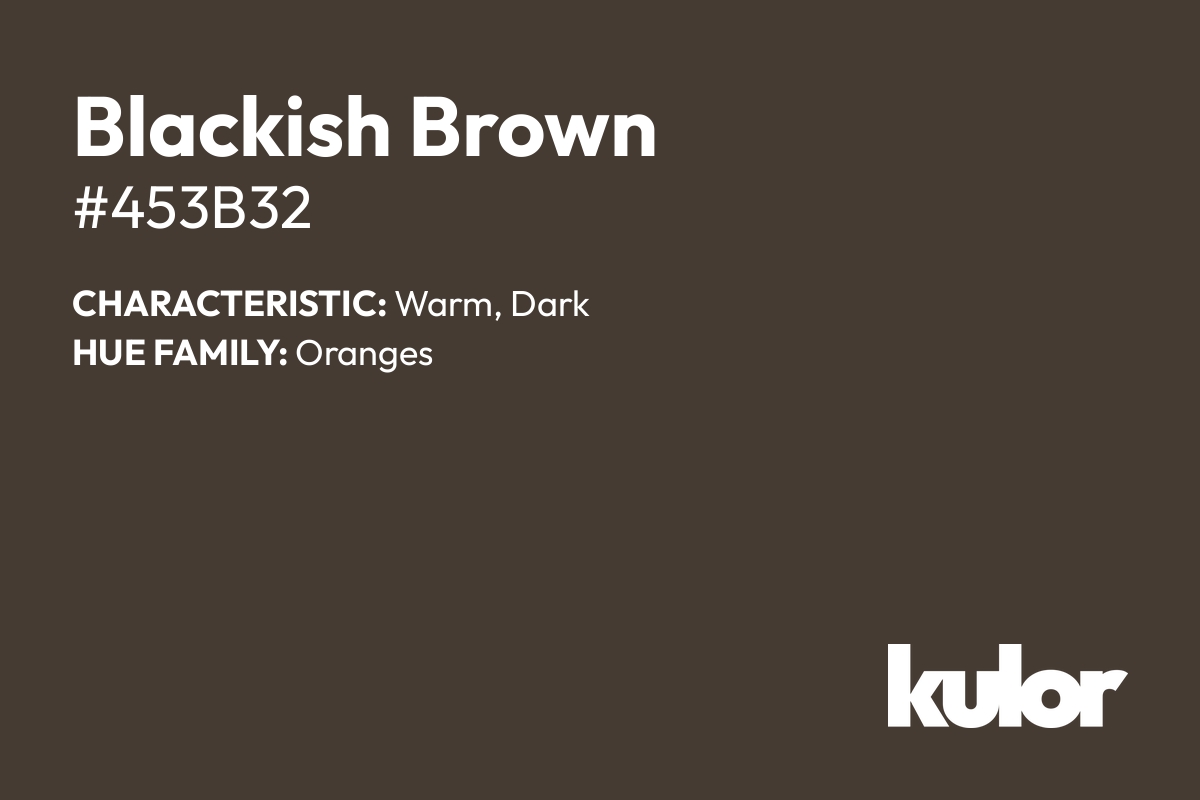 Blackish Brown is a color with a HTML hex code of #453b32.