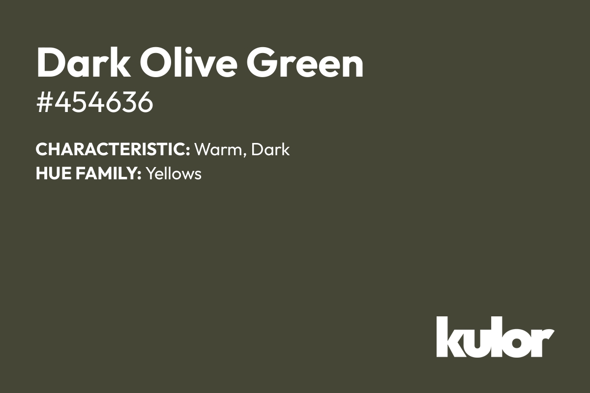 Dark Olive Green is a color with a HTML hex code of #454636.