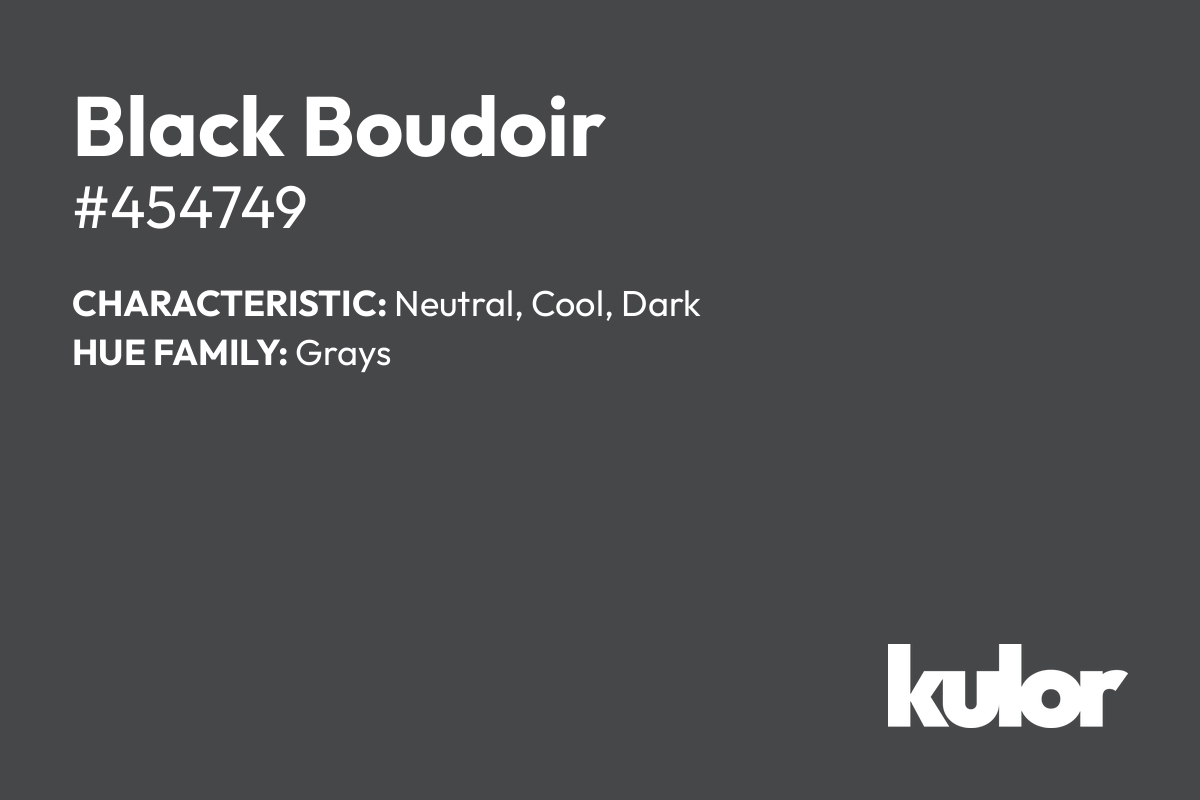 Black Boudoir is a color with a HTML hex code of #454749.