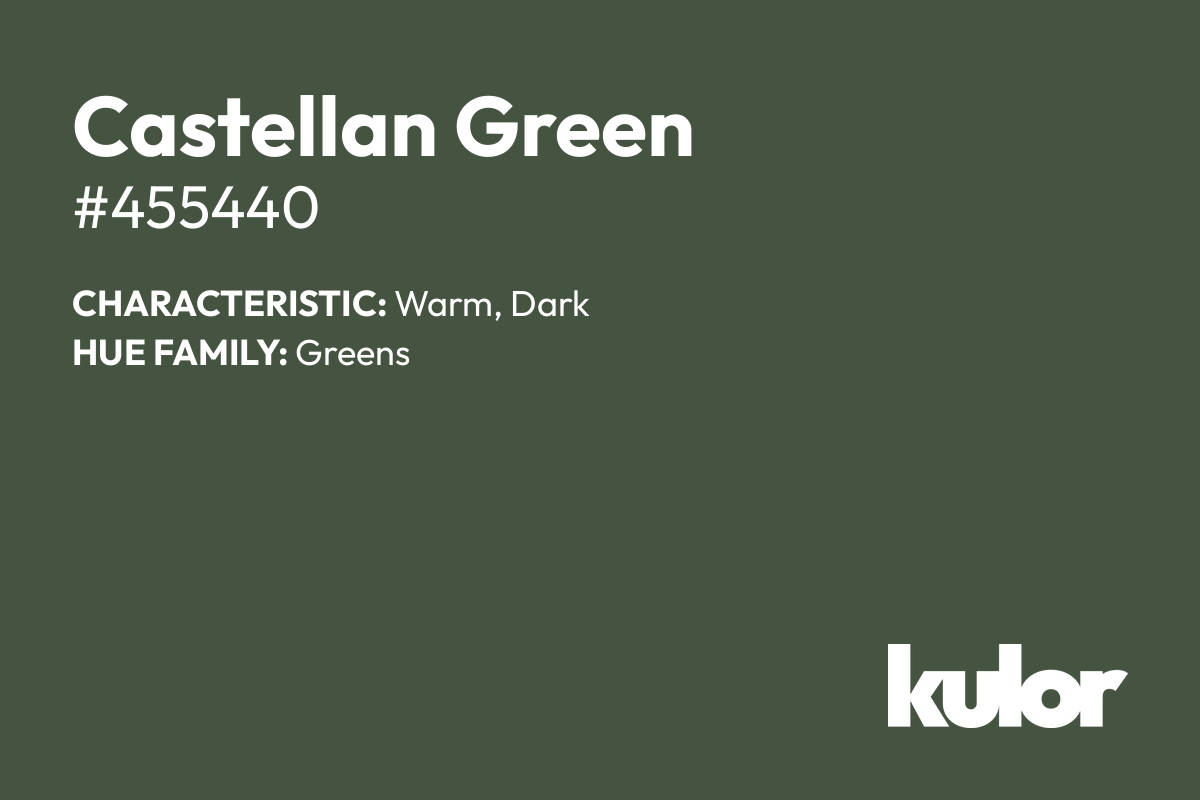 Castellan Green is a color with a HTML hex code of #455440.