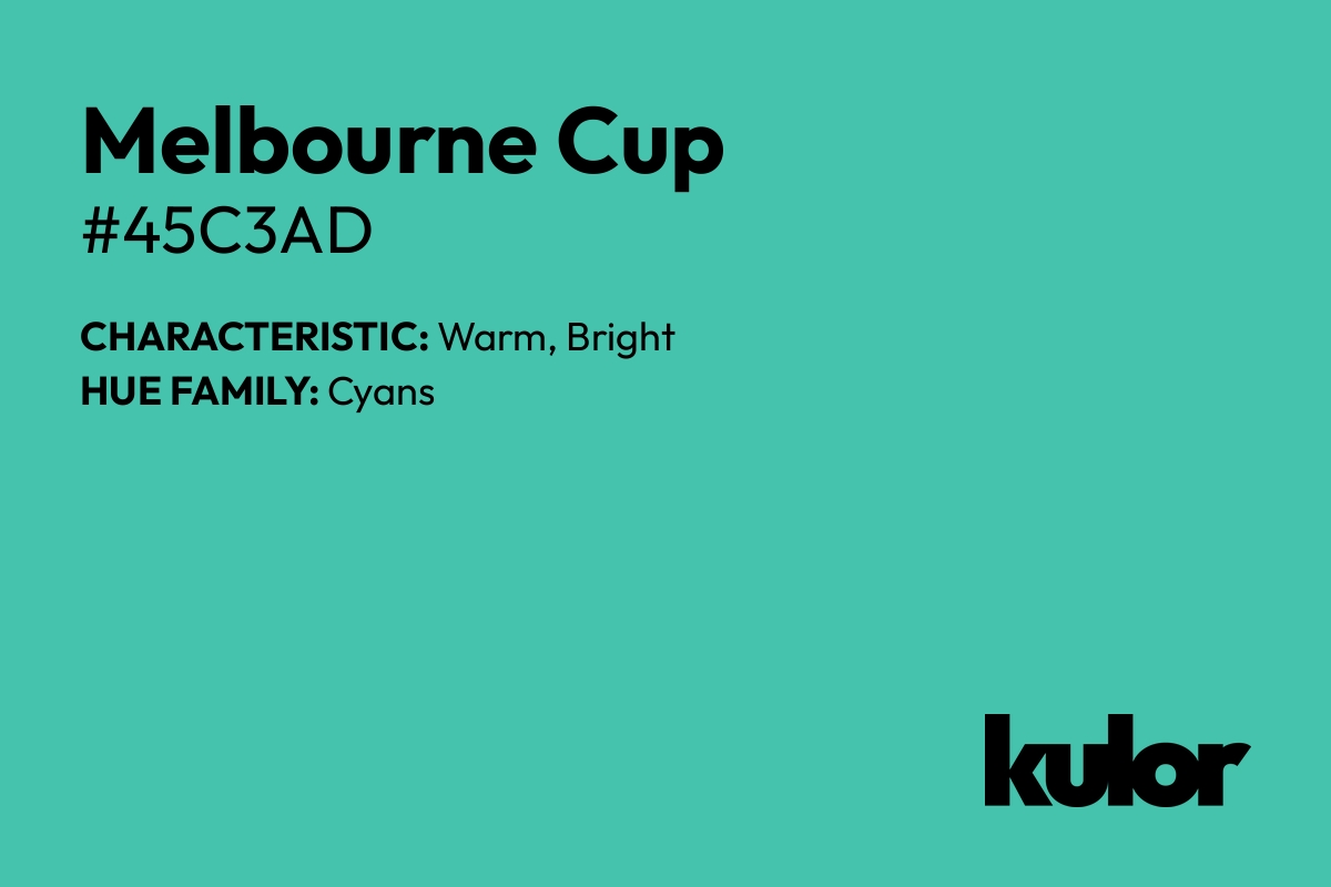 Melbourne Cup is a color with a HTML hex code of #45c3ad.