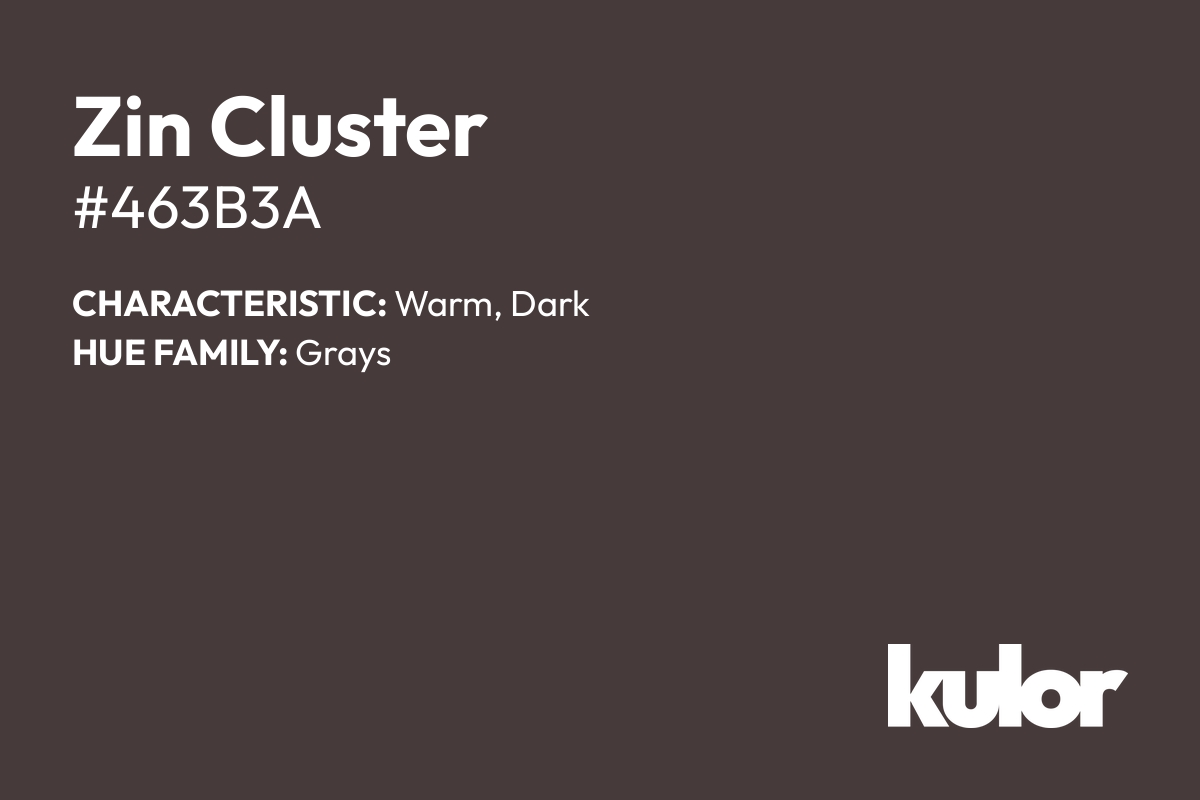 Zin Cluster is a color with a HTML hex code of #463b3a.