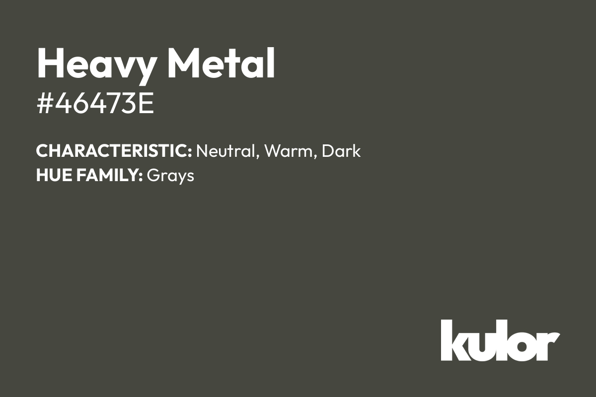 Heavy Metal is a color with a HTML hex code of #46473e.