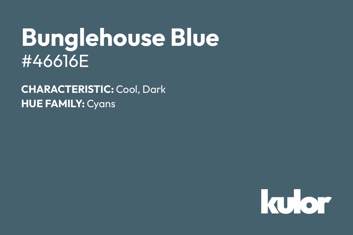 Bunglehouse Blue is a color with a HTML hex code of #46616e.
