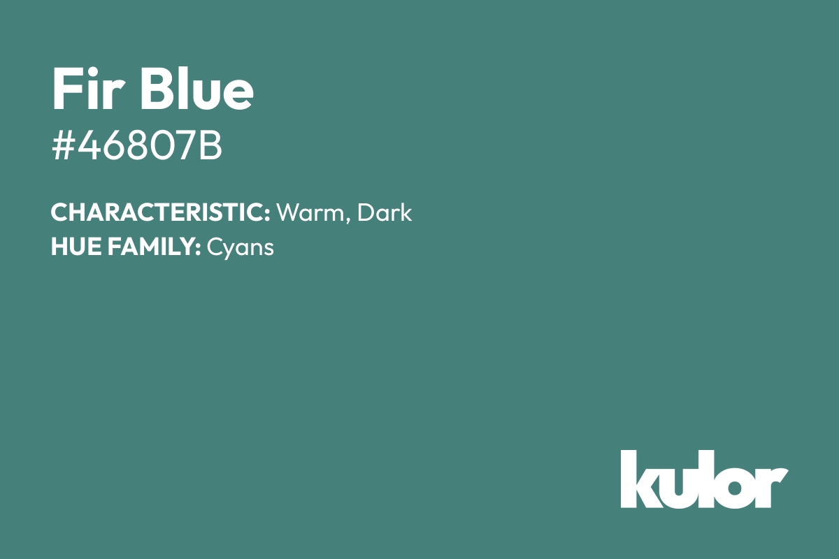 Fir Blue is a color with a HTML hex code of #46807b.