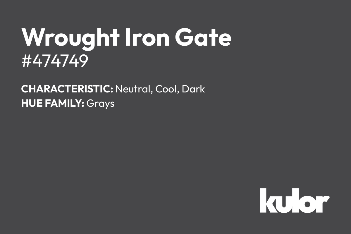 Wrought Iron Gate is a color with a HTML hex code of #474749.