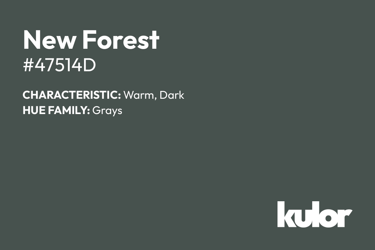 New Forest is a color with a HTML hex code of #47514d.