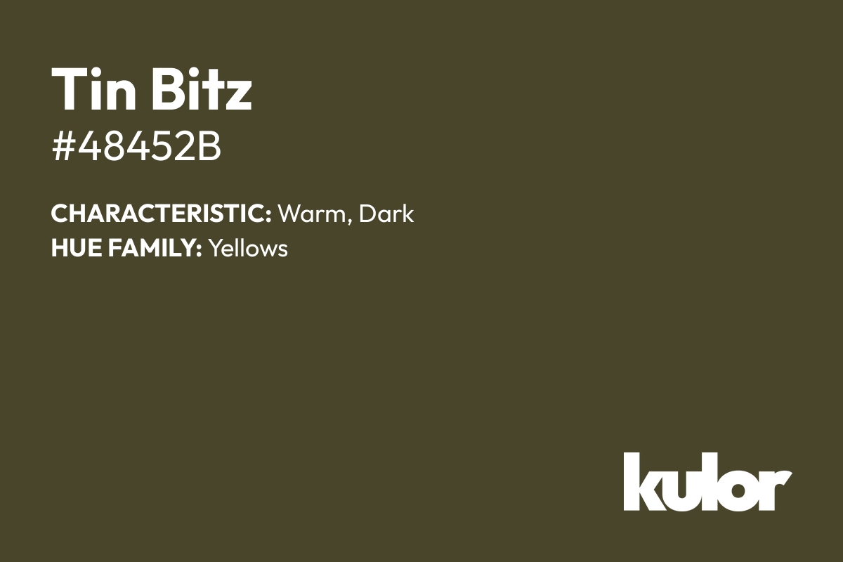 Tin Bitz is a color with a HTML hex code of #48452b.