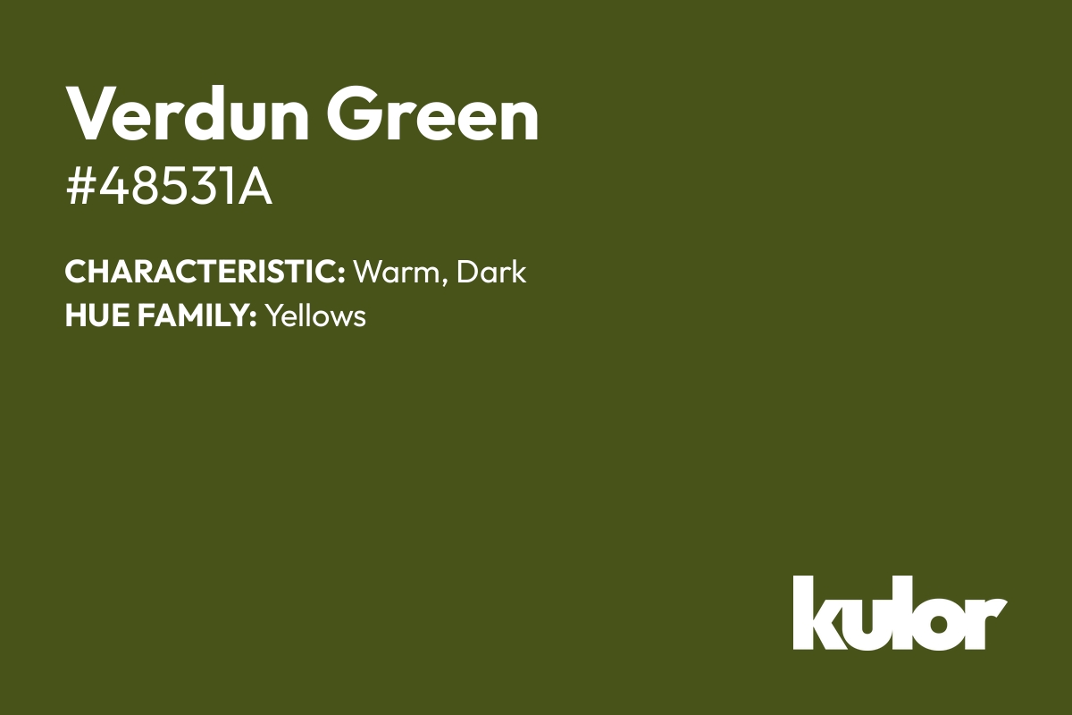 Verdun Green is a color with a HTML hex code of #48531a.