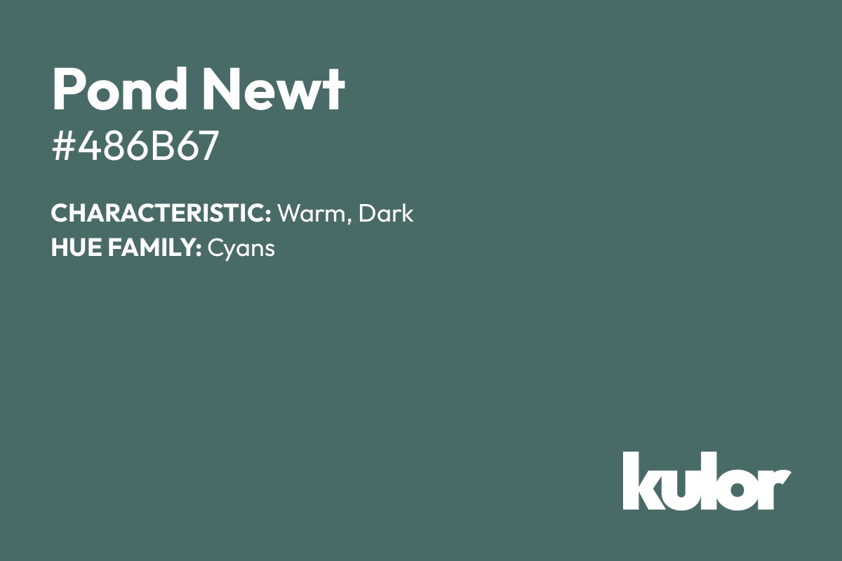 Pond Newt is a color with a HTML hex code of #486b67.