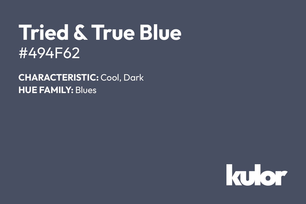 Tried & True Blue is a color with a HTML hex code of #494f62.